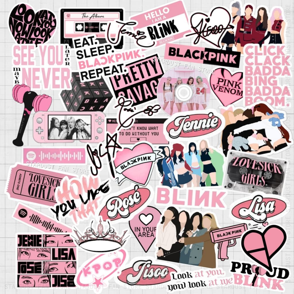 Kit 42 Adesivos BLACKPINK Vinil À Prova D'água Kindle Stickers KPOP Journal Scrapbook Presente